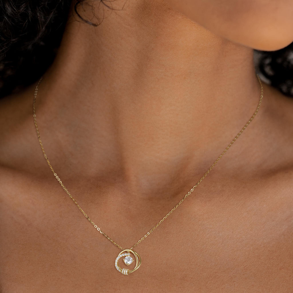moissanite necklace womens, round pendant necklace, gold circle necklace, 14k gold jewelry, girlfriend necklace