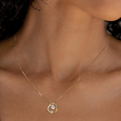 moissanite necklace womens, round pendant necklace, gold circle necklace, 14k gold jewelry, girlfriend necklace