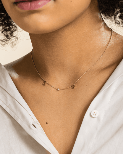 personalized birthstone necklace, birthstone necklace for mom, solid gold necklace, personalized mothers necklace, gold initial necklace, 2 initial necklace