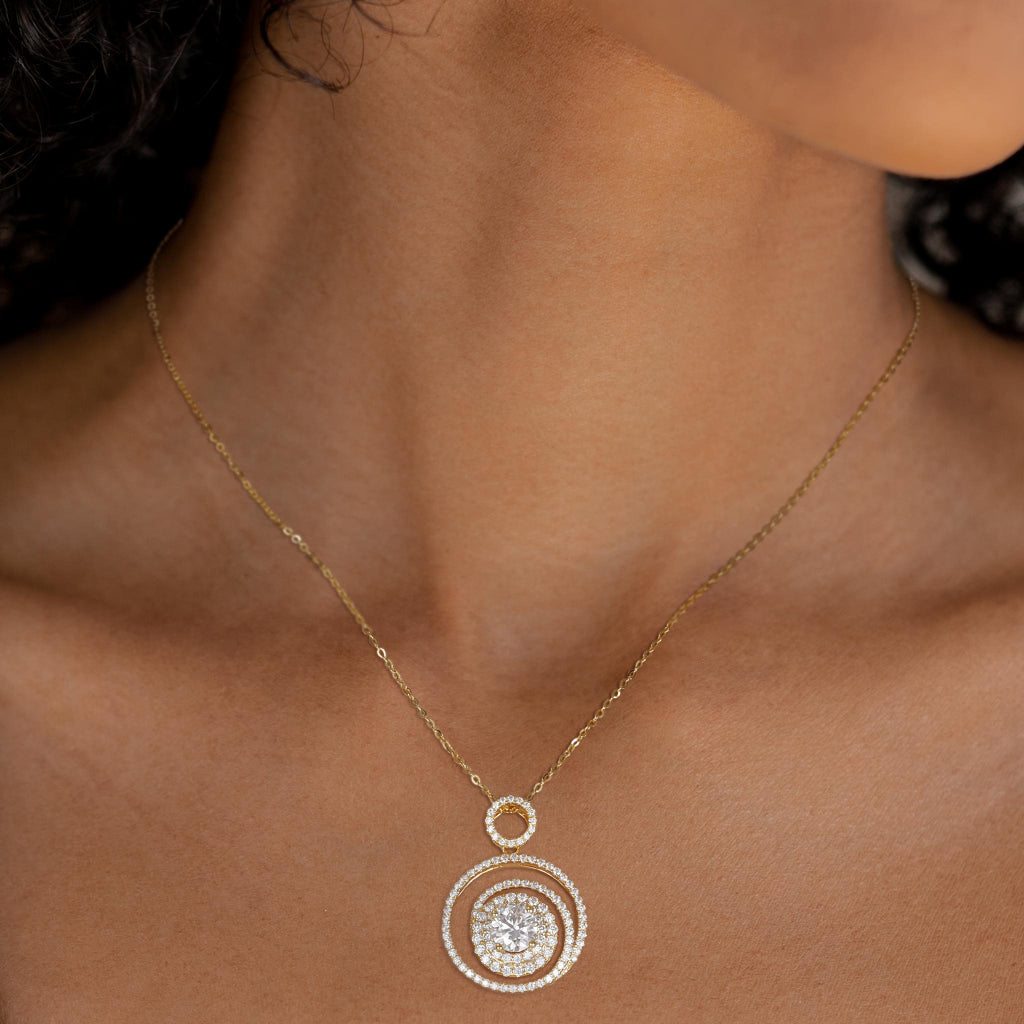 moissanite pendant necklace, gold round pendant necklace, forever necklace, gemstone necklace, 14k gold necklace
