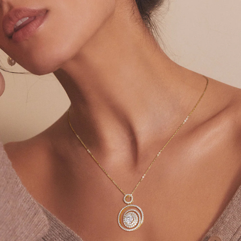  moissanite pendant necklace, round diamond necklace,  real gold necklace for women, girlfriend&