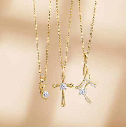 dainty gold cross necklace,  birthstone necklace for mom, custom gold jewelry,  mother necklace, necklace set