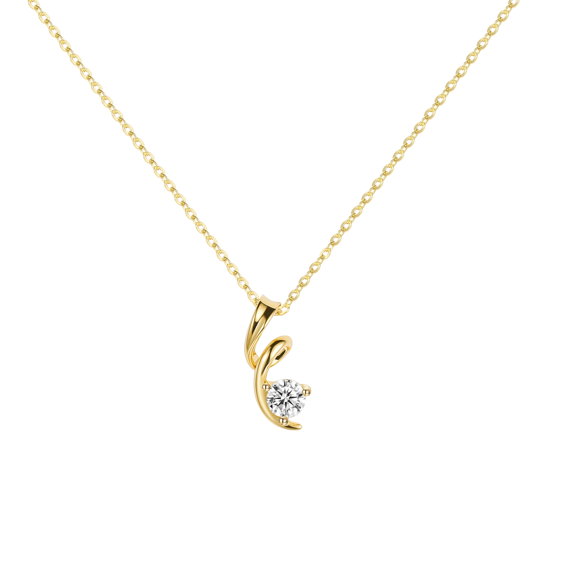 Solid Gold Birthstone Twist Pendant Necklace