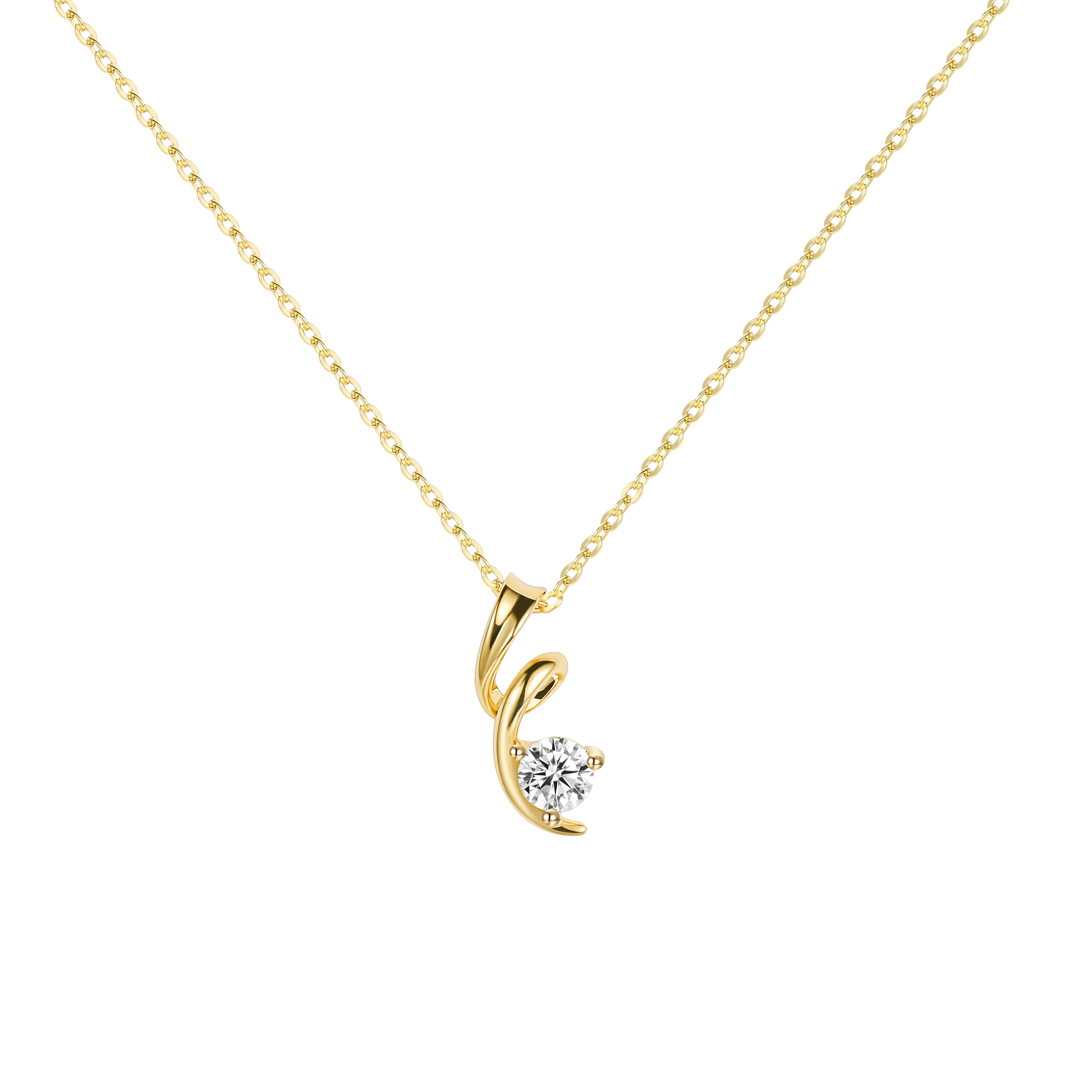 Solid Gold Birthstone Twist Pendant Necklace