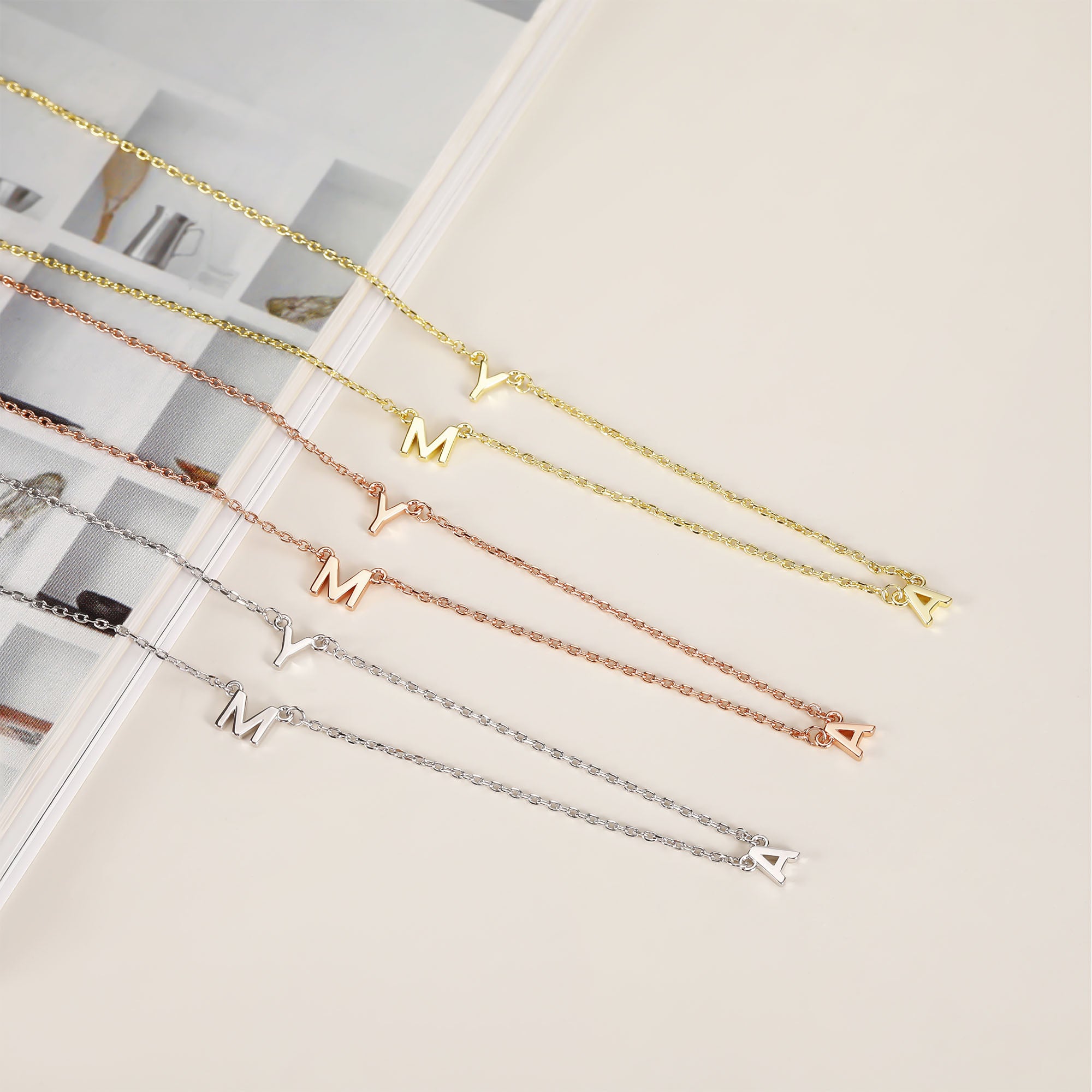 14K gold jewelry, custom birthstone necklace, personalized initial necklace, custom diamond jewelry