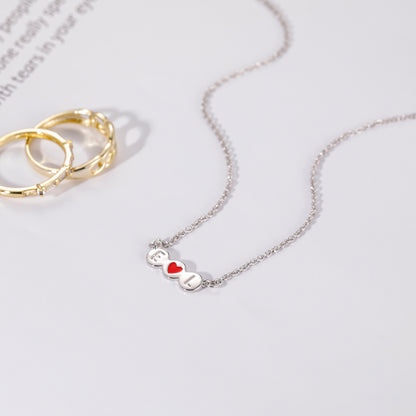 necklace white heart and initials, white gold initial necklace, heart pendant necklace, custom initial necklace, layered gold necklace