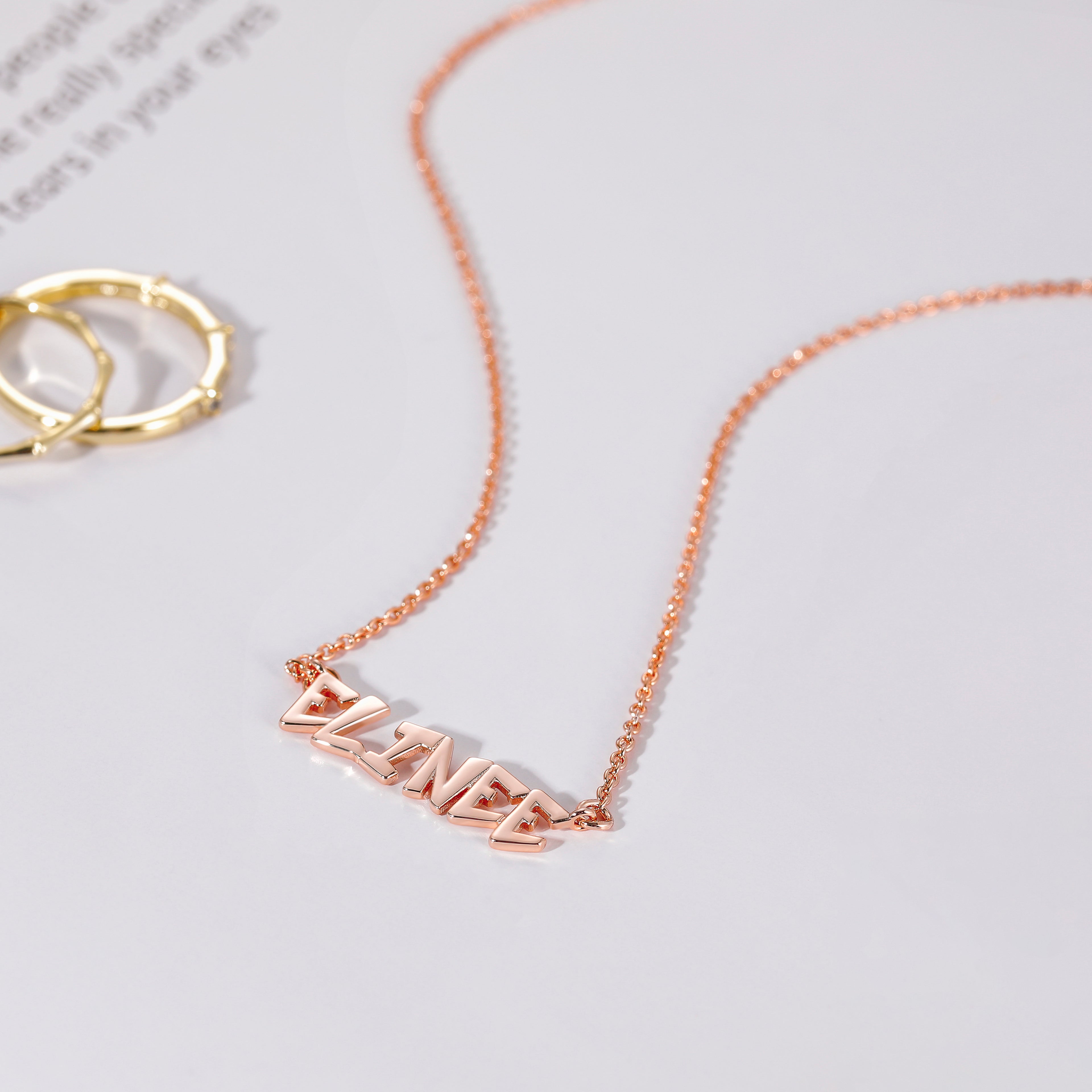 personalized name necklace, rose gold necklace, 14k gold chain, custom name pendant, solid gold necklace