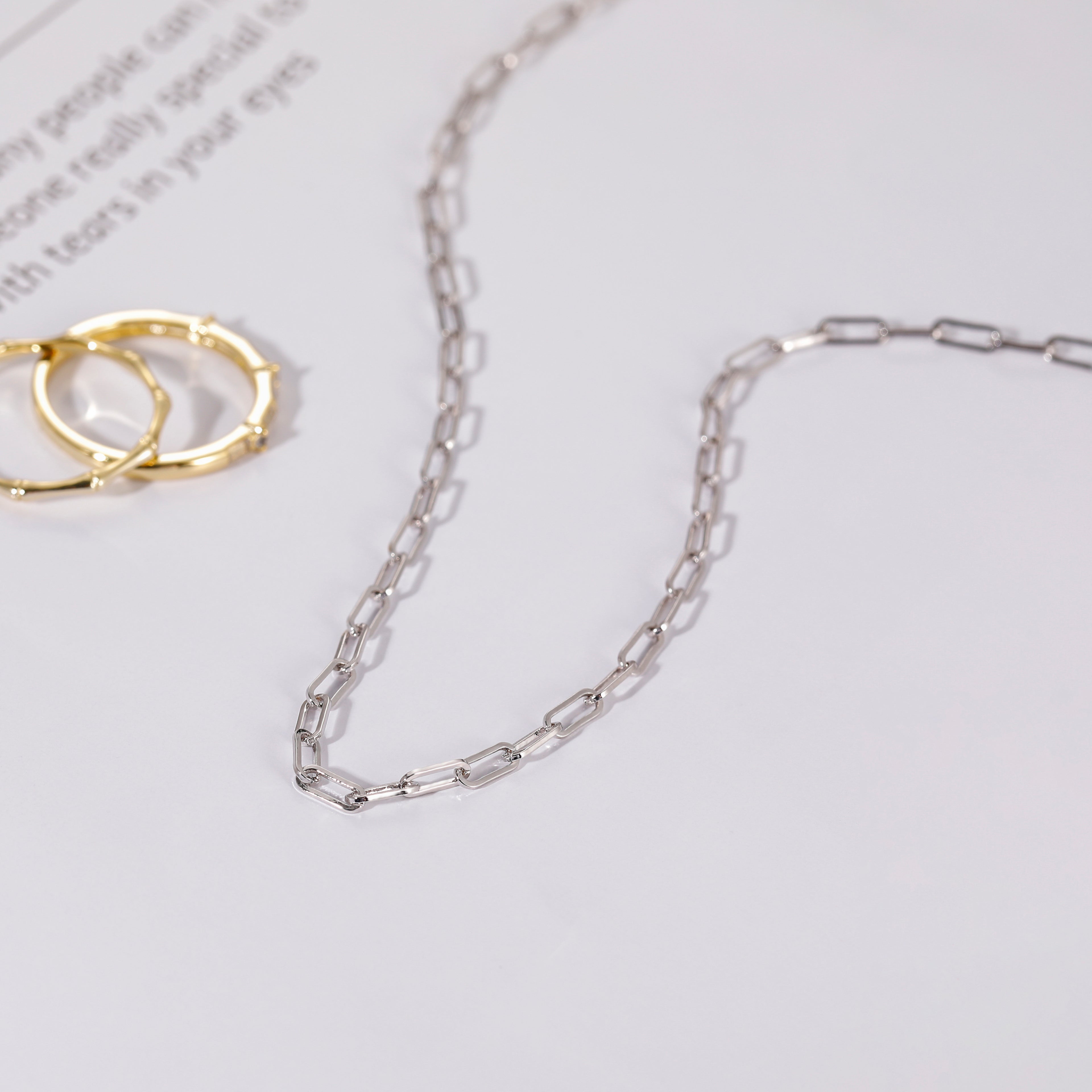 italian gold paperclip, white gold necklace, fashion necklace for women
