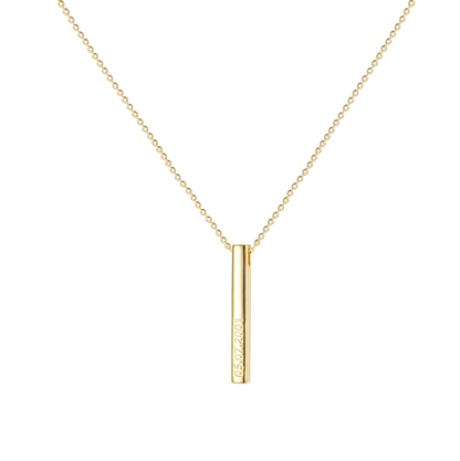 engraved bar necklace, custom engraved necklace, pillar bar necklace, best gifts for friend, 14k pendant necklace