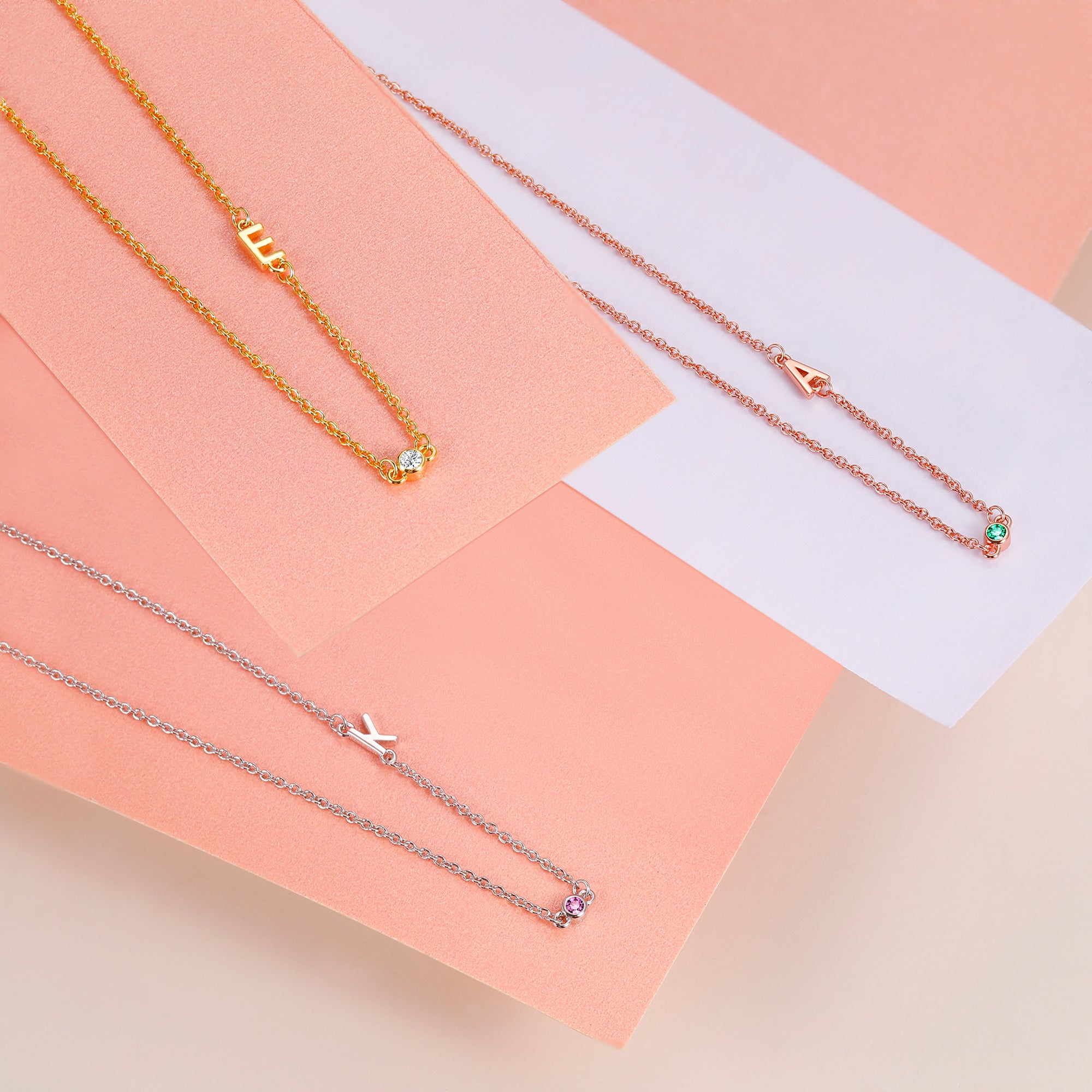 initial necklace with birthstone, personalized initial necklace, mom birthstone necklace, gold jewelry set, elegant gifts