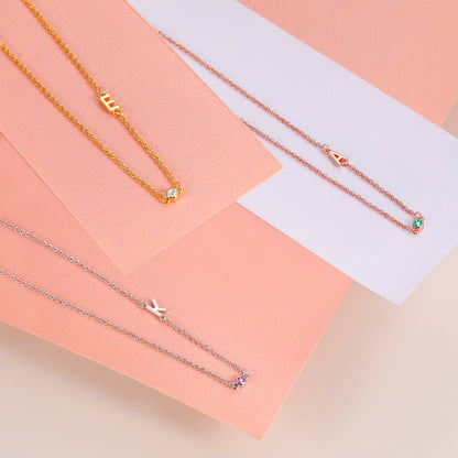 initial necklace with birthstone, personalized initial necklace, mom birthstone necklace, gold jewelry set, elegant gifts