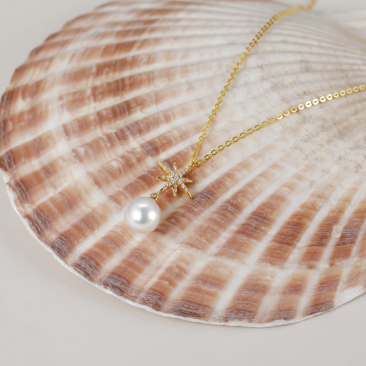 star pendant necklace, single pearl necklace, wedding pearl necklace, diamond necklace, gold pendant necklace, gold necklace for women