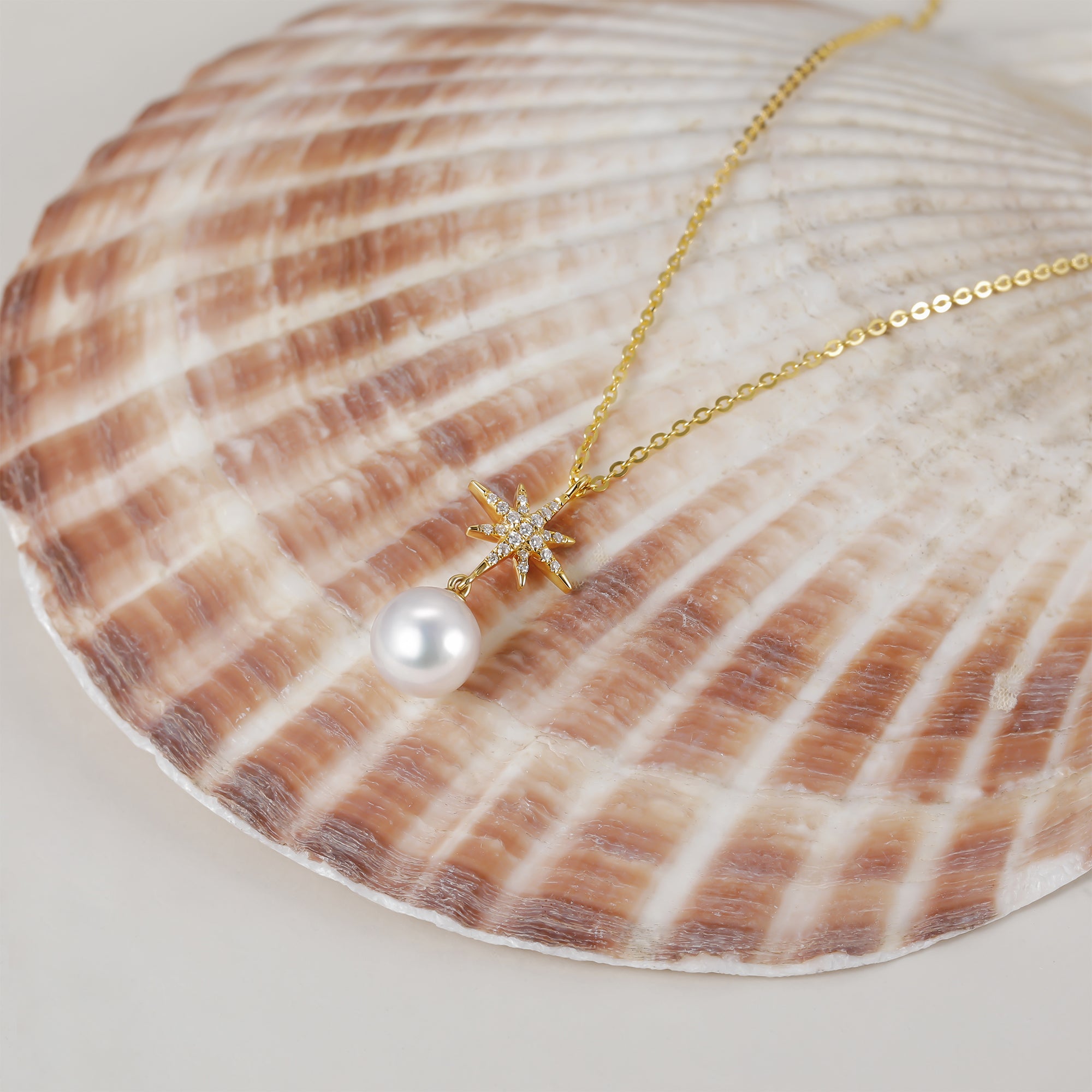 star pendant necklace, single pearl necklace, wedding pearl necklace, diamond necklace, gold pendant necklace, gold necklace for women