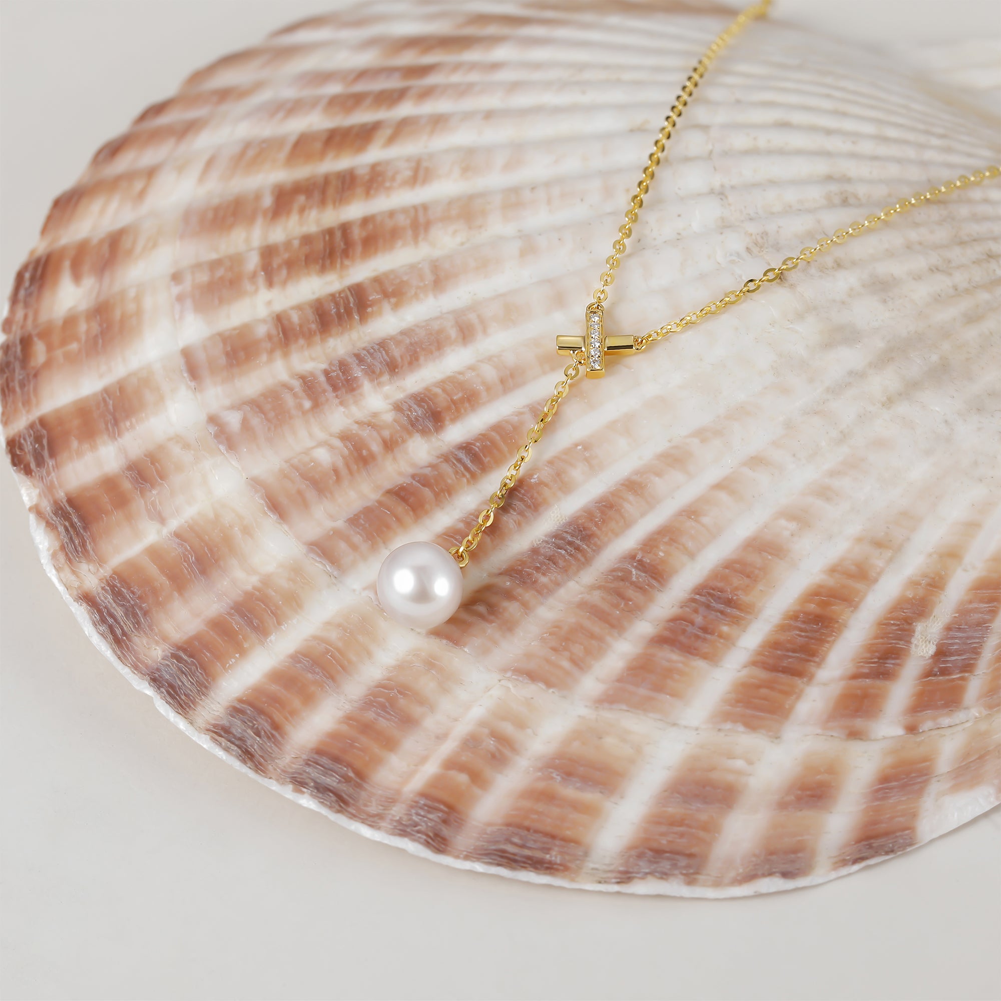 pearl gold necklace, diamond and pearl necklace, pearl and gemstone necklace, gift for new mom, gold necklace with pendant