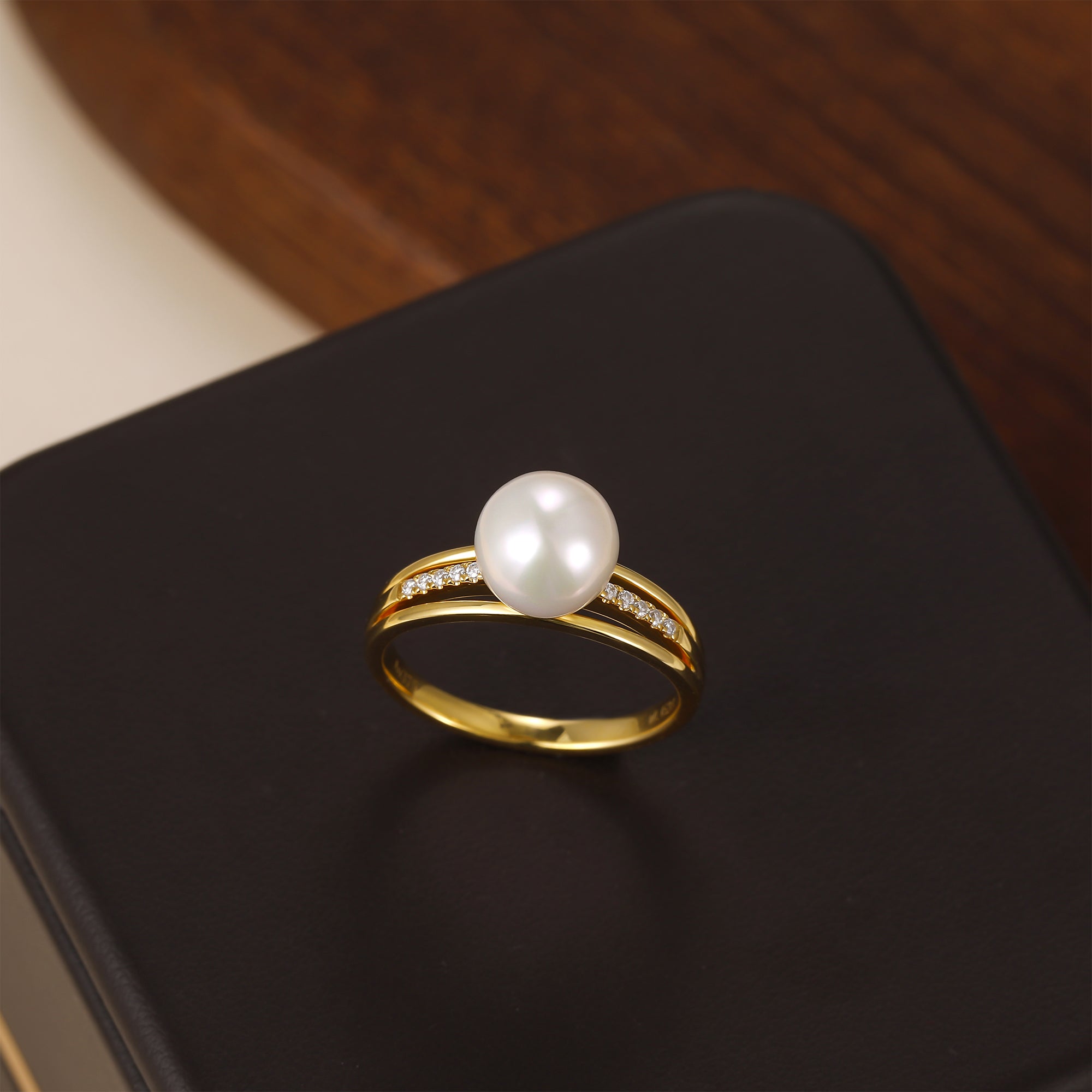 Solitaire Freshwater Pearl Accents Ring