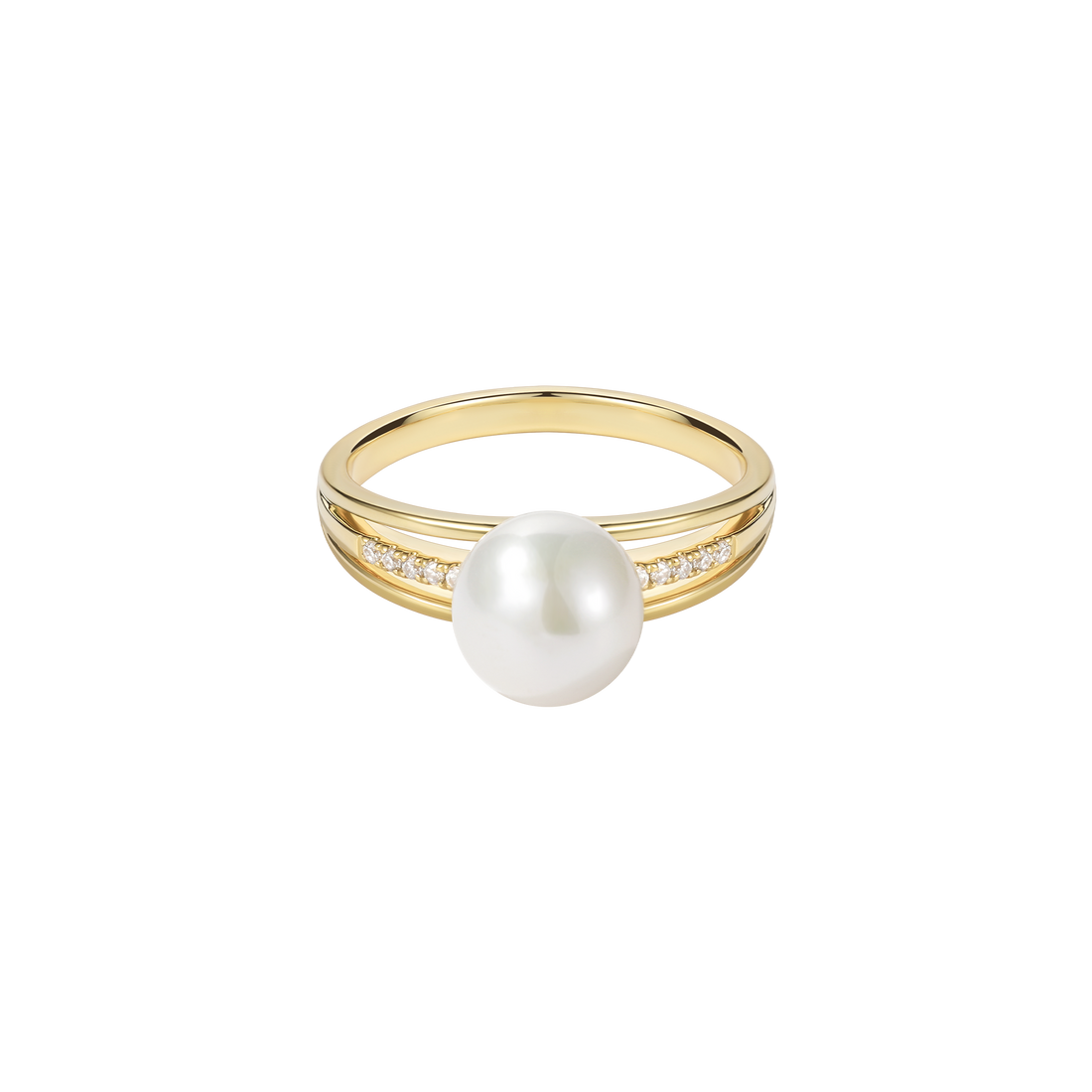Solitaire Freshwater Pearl Accents Ring