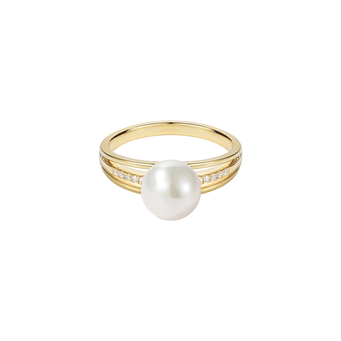 Anello solitario con accenti di perle d&