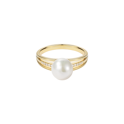 Solitaire Freshwater Pearl Accents Ring