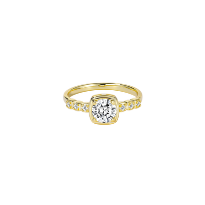 Anello di promessa rotondo personalizzato con pietra preziosa