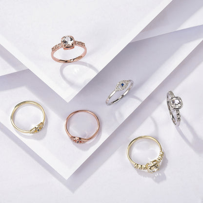 Anello di promessa rotondo personalizzato con pietra preziosa