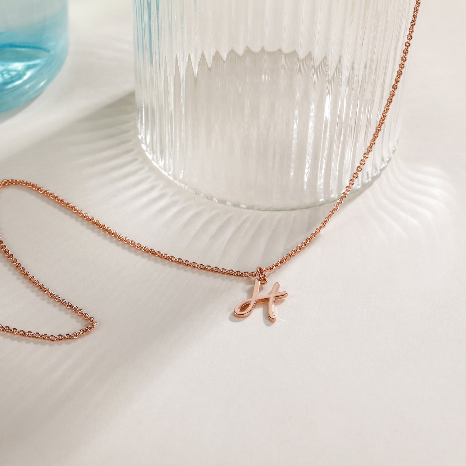 14K gold initial necklace, rose gold initial necklace, letter m necklace, elegant gift, gold layering necklace