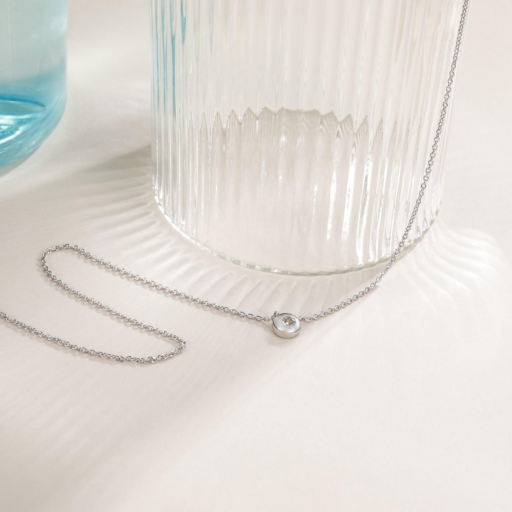 birthstone necklace for mom, white gold chain, 14K white gold, custom pendant jewelry, simple gold necklace