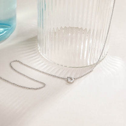 birthstone necklace for mom, white gold chain, 14K white gold, custom pendant jewelry, simple gold necklace
