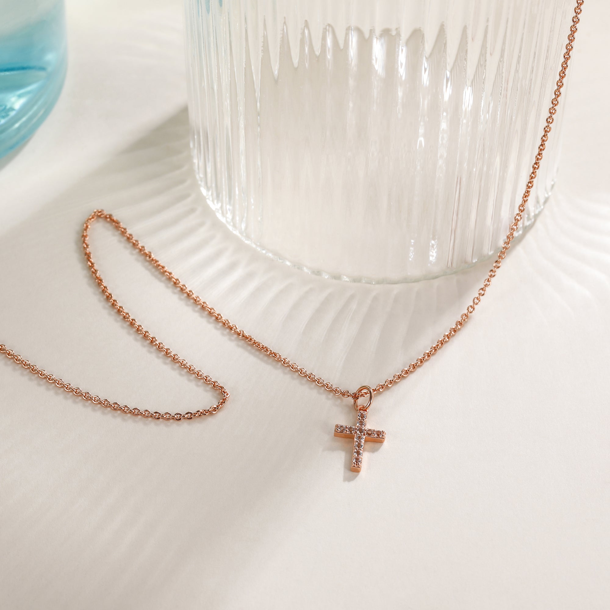 14k gold necklace, cross necklace rose gold, 10K gold cross pendant, rose gold jewelry, gemstone pendant necklace
