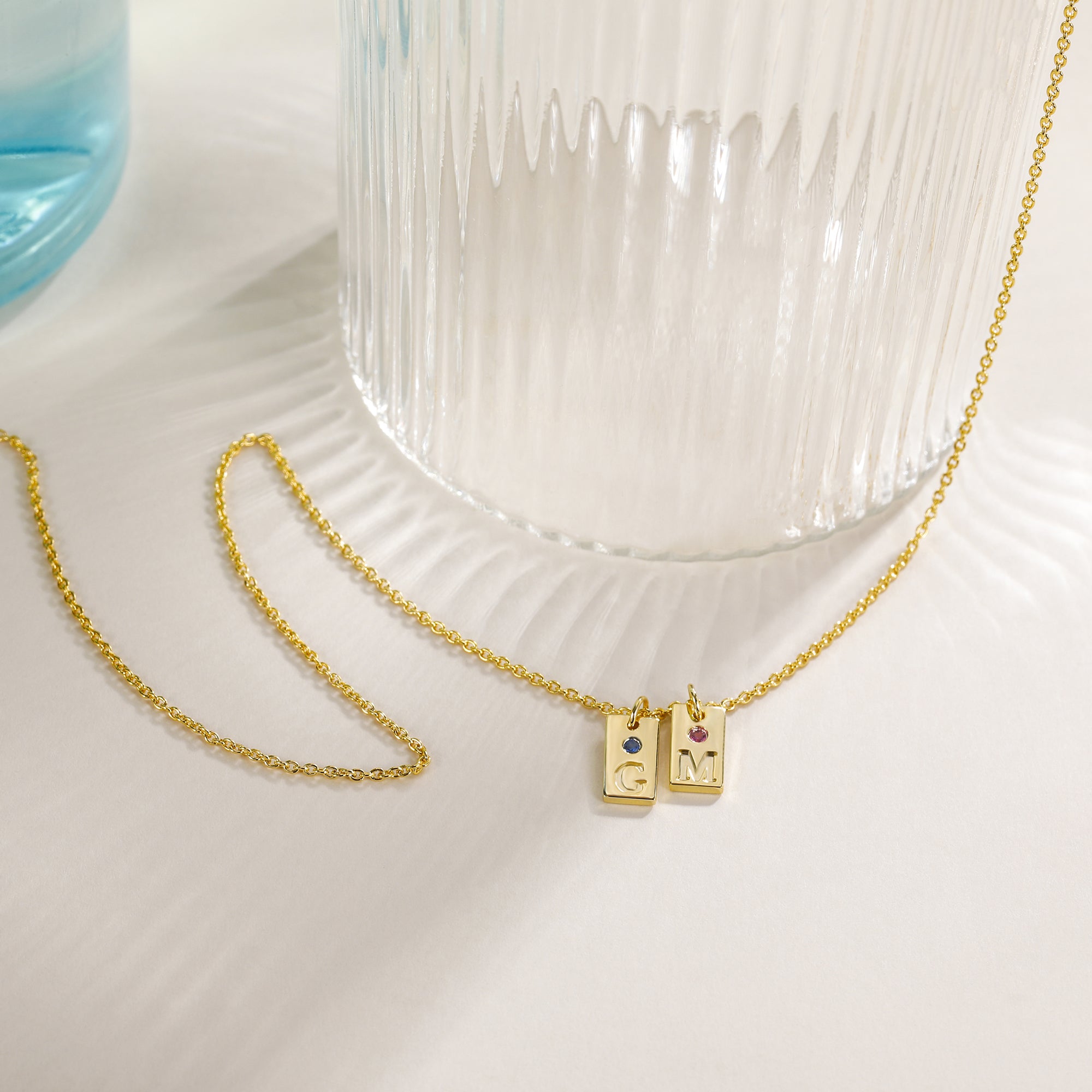 diamond initial necklace, personalized birthstone necklace, 2 letter necklace,  solid gold necklace, 14K gold chain