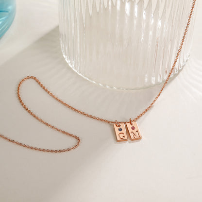 custom initial necklace, initial necklace with birthstone, rose gold initial necklace,  personalized gold necklace, necklace for girls, birthstone necklace for mom