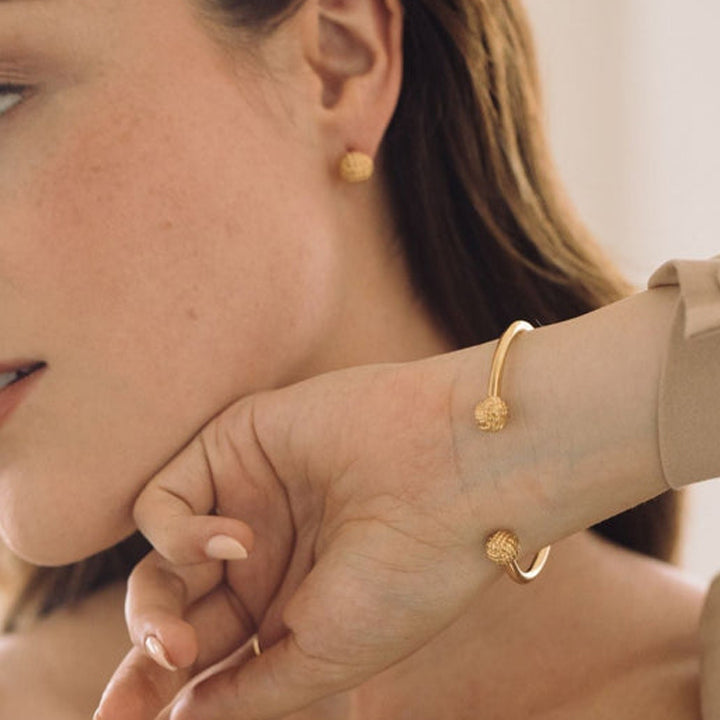 Gold Pave Ball Cuff Bracelet