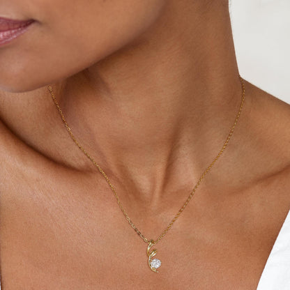 Solid Gold Birthstone Twist Pendant Necklace