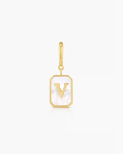 V initial, parker charm, letter charm for necklace