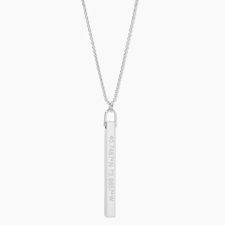 bar necklace, engravable necklace, custom gold necklace, personalized necklace, white gold necklace for women