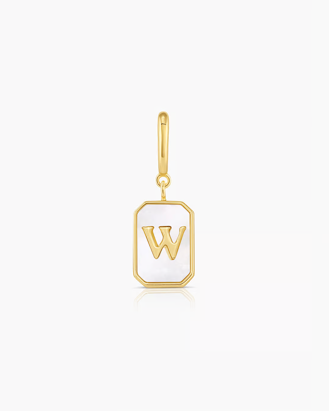 initial W, designer parker charm, solid gold pendant