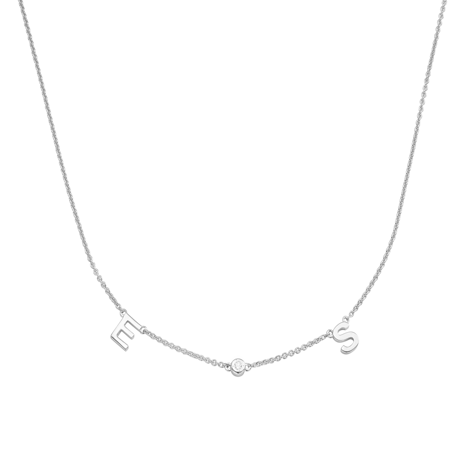 white gold birthstone necklace, birthstone necklace for mom, solid gold necklace, 10K gold necklace, gold initial necklace, 2 initial necklace