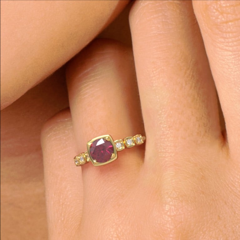Anello di promessa rotondo personalizzato con pietra preziosa