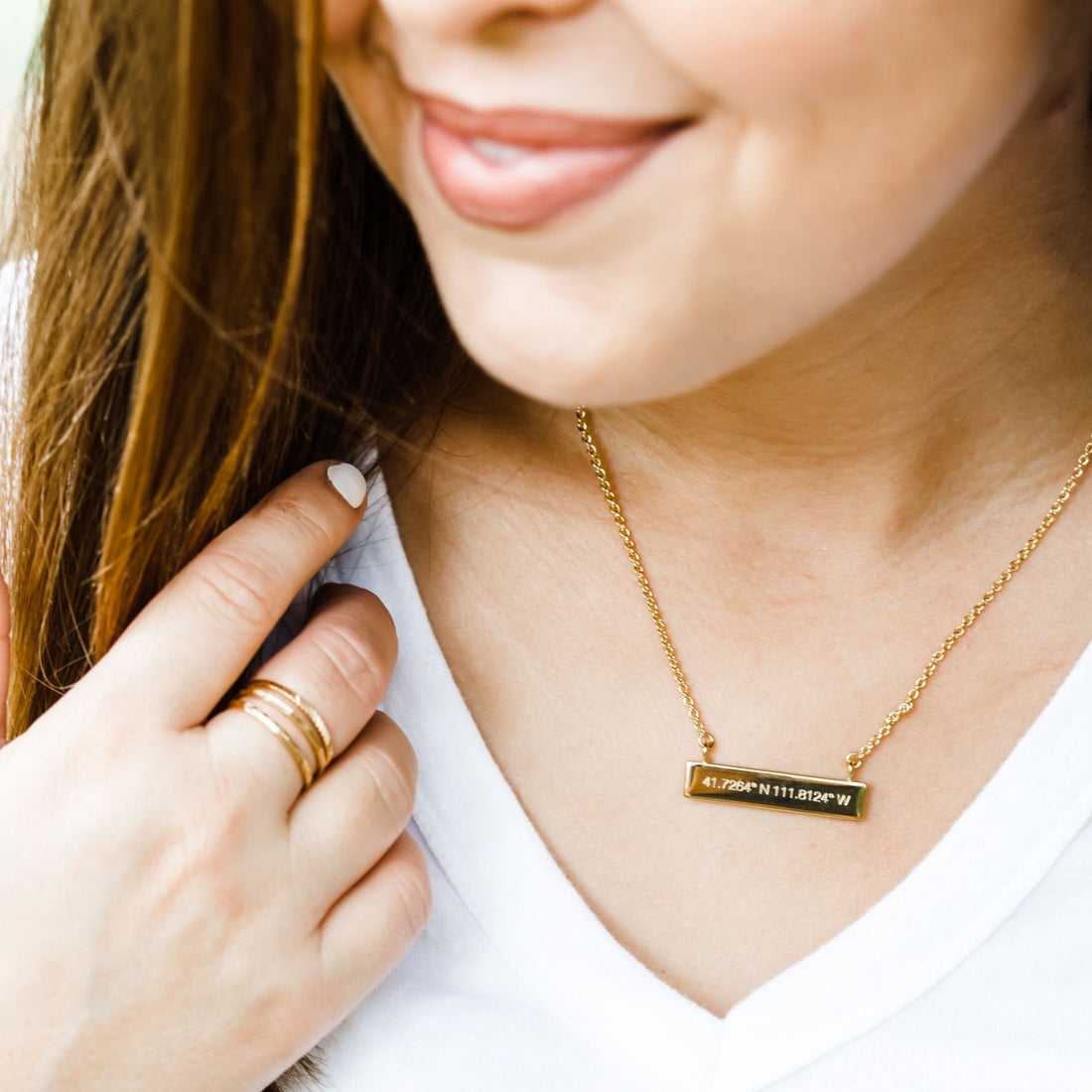 Gold Coordinate Bar Necklace