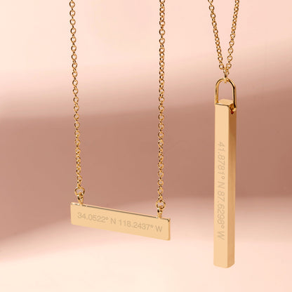gold bar necklace, engraved gold necklace, personalized necklace for mom, girlfriend&