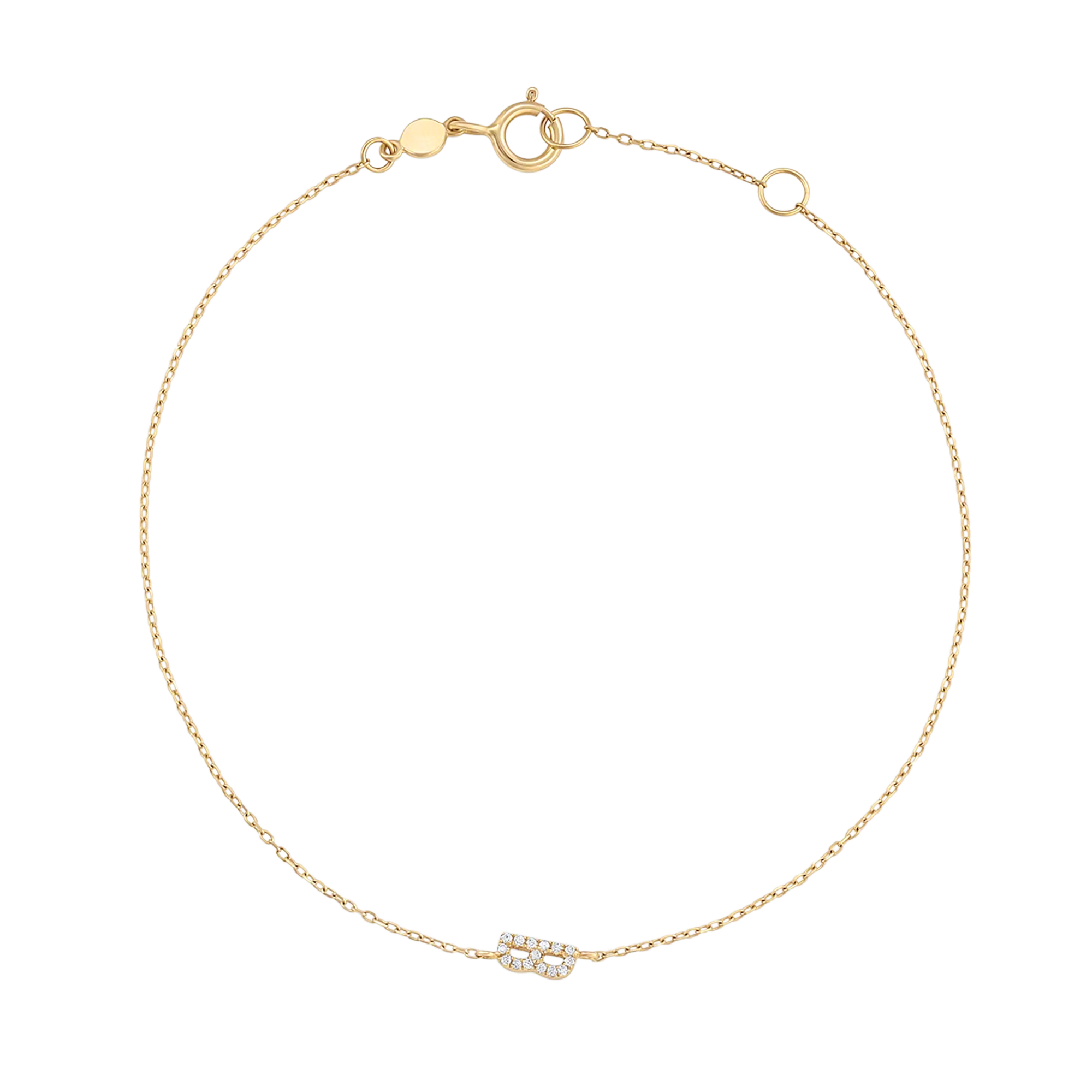 Bracciale con alfabeto con pavé di pietre preziose