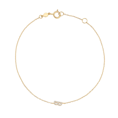 Bracciale con alfabeto con pavé di pietre preziose