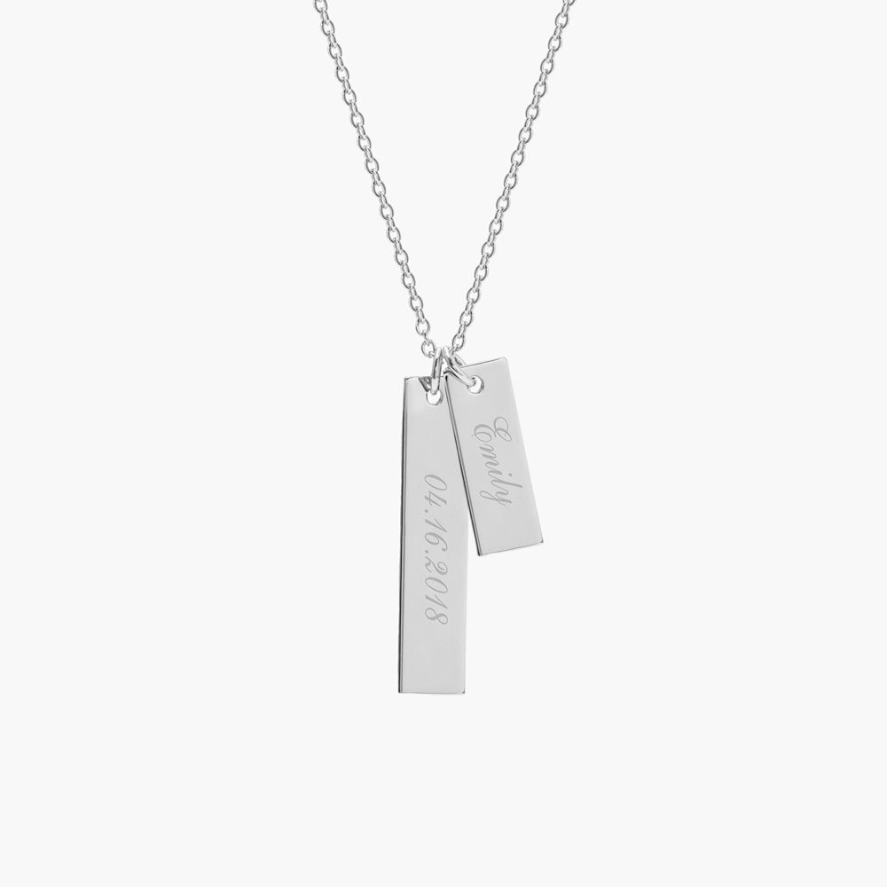 white gold necklace for women, engravable bar necklace, personalized name necklace, girlfriend&