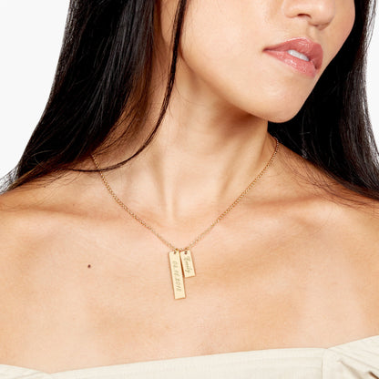 gold engraved necklace, personalized necklace name, solid gold chain, modern jewelry fashions, bar necklace