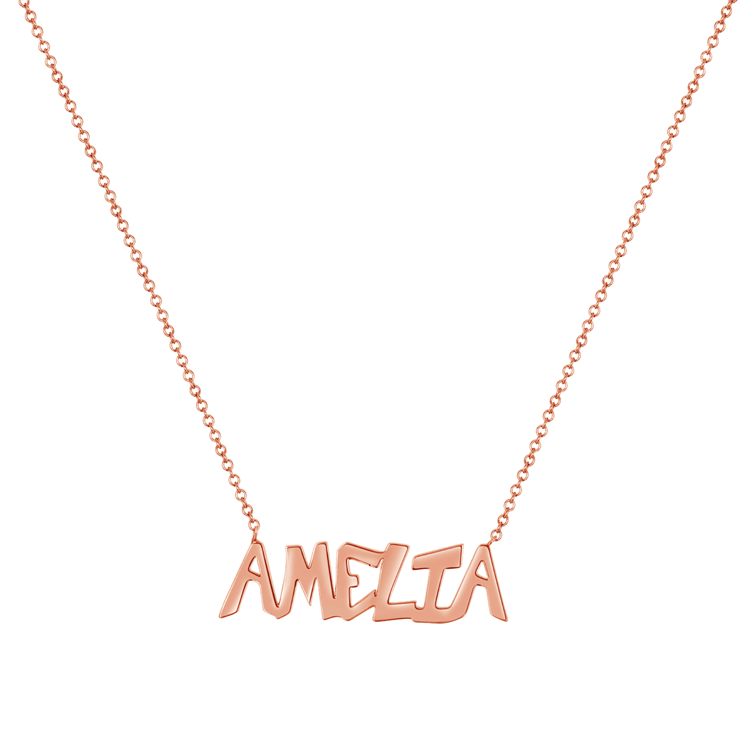 custom name necklace,personalized name necklace, rose gold necklace, 14k gold chain, solid gold necklace