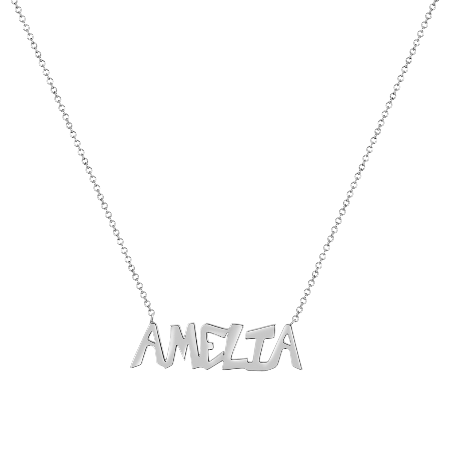 customized name necklace,white gold necklace for women, gold name necklace, custom charm necklace, childrens name necklace