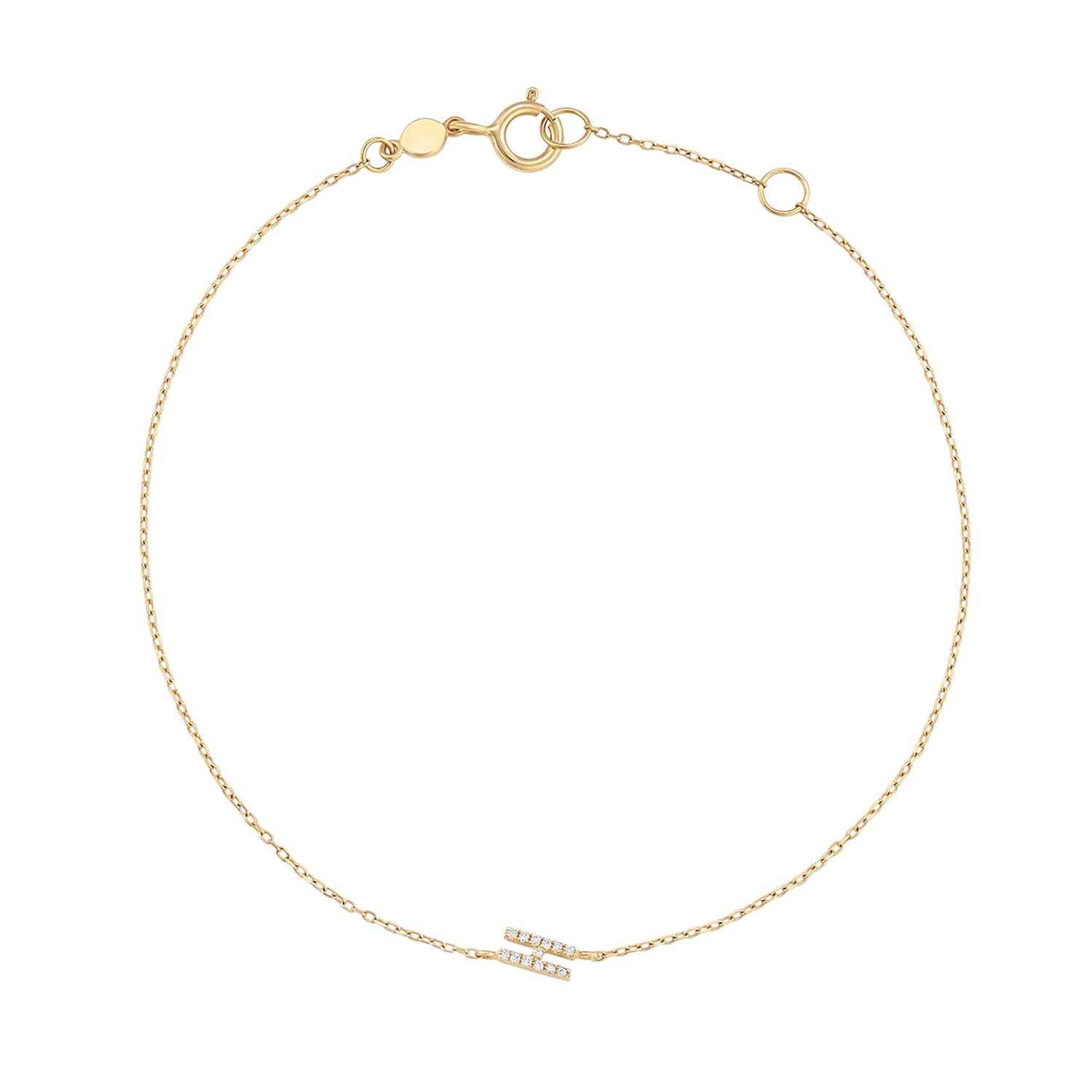 Bracciale con alfabeto con pavé di pietre preziose