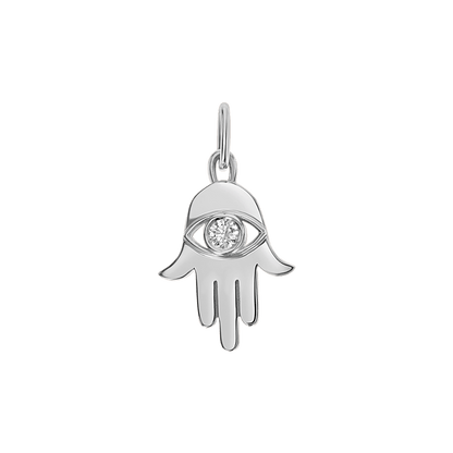 pendant with gemstones, white gold pendant, hamsa hand pendant, modern pendants,  designer pendants
