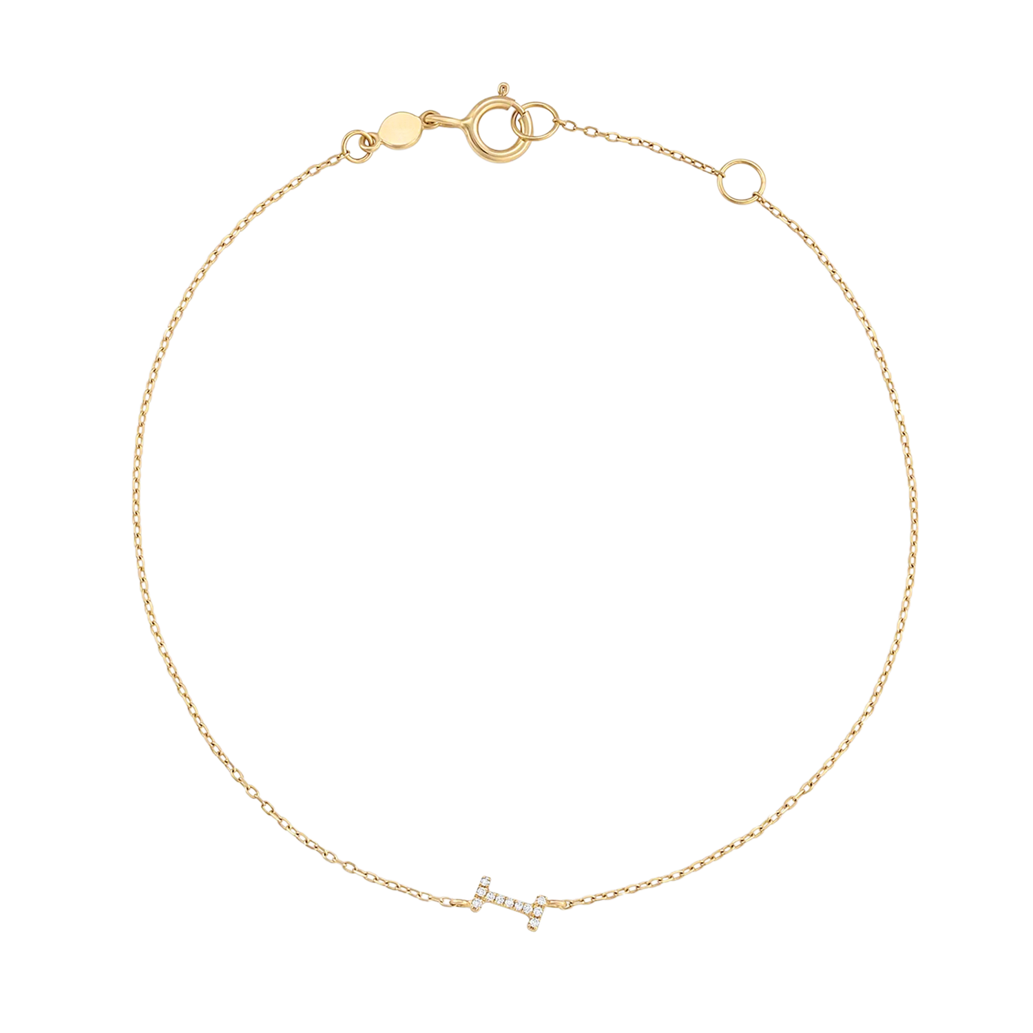 Bracciale con alfabeto con pavé di pietre preziose