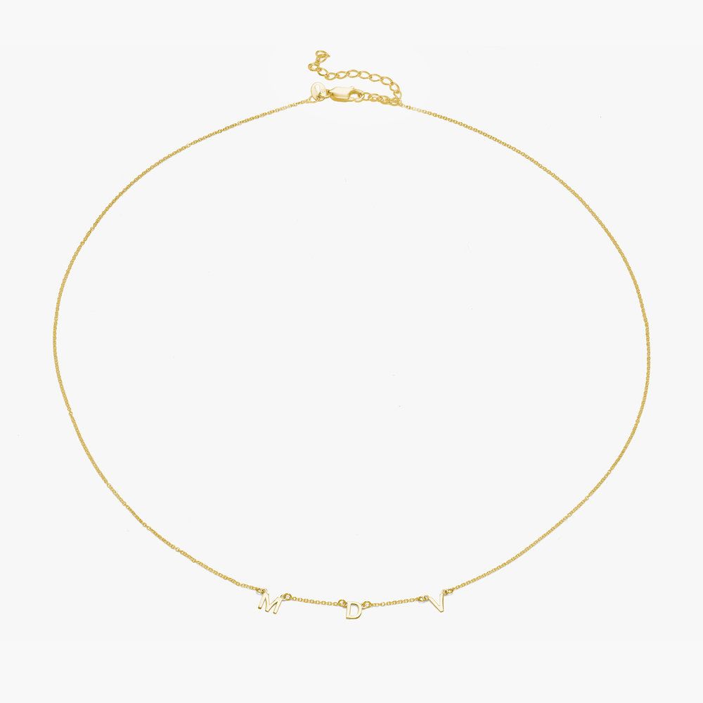 14K gold initial necklace, m initial necklace,3 letter necklace, fashion necklace