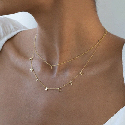 initial necklaces, personalized initial necklace, letter necklace, gold layering necklace, gold initial pendant